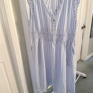 BloomChic Blue and White Striped Midi Dress